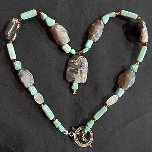 Turquoise and Stone Beaded Choker Necklace